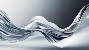 Elegant Silver Waves Flowing Across a Minimalistic Background photo