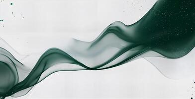 Elegant green waves flowing across a soft white background photo