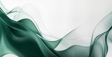 Elegant Green Waves on a Soft White Background for Modern Designs photo