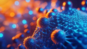 Colorful Microscopic View of Molecular Structures and Network Connections photo