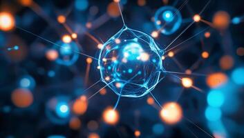 Futuristic Digital Representation of a Cell with Light Connections photo