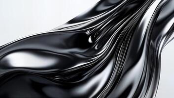 Elegant Black Satin Fabric Creating Beautiful Waves and Textures photo
