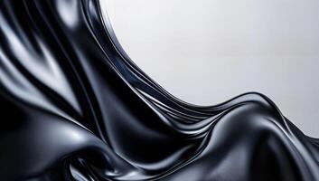Elegant Black Satin Fabric Flowing Gracefully Against a Soft Background photo