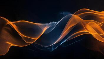 Dynamic Waves of Orange and Blue on a Dark Background photo