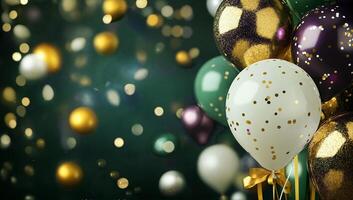 Festive Balloons with Glitter and Shiny Accents for Celebrations, background for celebrating and birthday photo