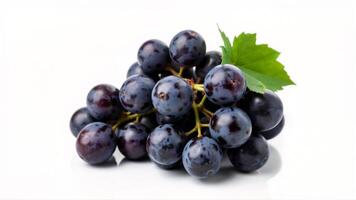 Fresh and Juicy Grapes with a Leaf on a Light Background photo