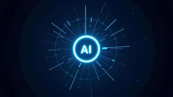 Dynamic AI Concept with Radiating Light Effects on Dark Background photo