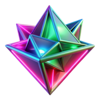 serene traditional Fractured geometric shapes in vibrant neon pink, electric blue, and lime green, with sharp, defined edges, lit by a pulsating strobe light. Style cyberpunk, futuristic genuine png