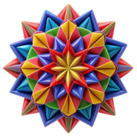 serene rustic A kaleidoscopic array of symmetrical, geometric patterns in bold primary colors, with sharp, contrasting lines, under a bright, even lighting. Style psychedelic, op art original png