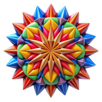 magnificent modern A kaleidoscopic array of symmetrical, geometric patterns in bold primary colors, with sharp, contrasting lines, under a bright, even lighting. Style psychedelic, op art authentic png