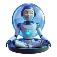 magnificent artistic A humanoid robot with glowing circuitry visible beneath its translucent skin, meditating in a zero-gravity chamber. Lighting soft, ambient blue. Style dreamlike, surreal premium png
