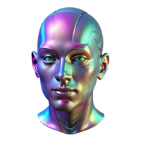 extraordinary creative A holographic projection of a human face, glitching and distorting, symbolizing a failing digital consciousness. Lighting flickering, unstable. Style cyberpunk detailed png