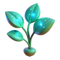 serene abstract A genetically modified plant with bioluminescent leaves, pulsating gently. Lighting soft, ethereal. Style botanical illustration original png