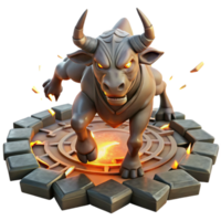 stunning vintage A powerful minotaur, charging through a shattered labyrinth, illuminated by flickering torchlight. Art style Baroque detailed png