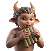 magnificent rustic A mischievous satyr, playing a pan flute in a sun-dappled forest. Art style Impressionism genuine png