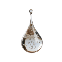 Transparent water droplet with bubbles suspended in clear liquid on a white background for abstract imagery use png