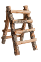 Rustic wooden ladder made from natural logs with a unique texture on a white background for versatile uses png