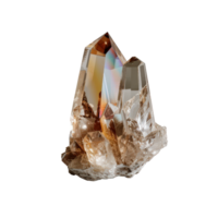 Beautiful Brown Quartz Crystal Cluster with Sharp Points and Shimmering Facets on a Transparent Background png