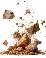 Dynamic Explosion of Rocks and Dust Particles in Isolated Background for Natural Environment Concepts png