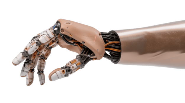 robot hand nå ut med invecklad mekanisk detaljer och realistisk funktioner visa upp Avancerad teknologi och design png