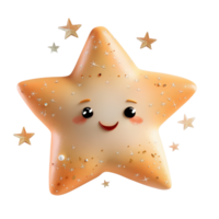 Cute and Cheerful Cartoon Star Character with a Smile and Shiny Details on an Isolated Background png