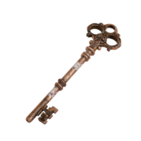 Intricately Designed Vintage Key with Ornate Bow and Distinctive Shape, Perfect for Historical Themes and Concepts png