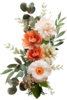 Elegant Floral Arrangement with Peonies, Roses, and Greenery on White Background for Decoration and Design png