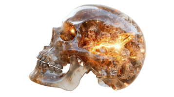 Crystal Skull with Glowing Energy and Intricate Details Captured in High Resolution for Artistic and Fantasy Projects png