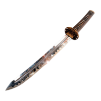 Detailed Image of a Traditional Sword with Textured Handle and Unique Blade Design Showcasing Craftsmanship and Utility png