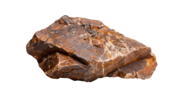 Natural Brown Mineral Rock Extracted from Earth Displaying Unique Geological Patterns and Textures in Close-Up View png