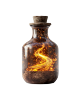 Enchanted Potion Bottle with Glowing Swirls and Sparkles Captured in a Magical Glass Container png