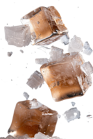 Dynamic Falling Ice Cubes in a Splashing Arrangement on a Transparent Background for Cool Beverage Imagery png