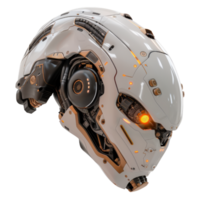 Futuristic robotic head design with intricate mechanical details and vibrant glowing elements for advanced technology themes png