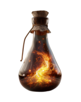 Enchanted Potion Bottle with Glowing Swirls and Sparkling Effects in a Vintage Style Container png