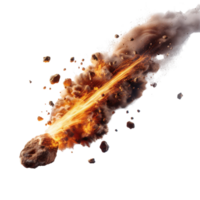 Asteroid Impact with Explosive Force Creating Detailed Dust, Smoke and Debris in Outer Space Environment png