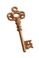 Vintage Ornate Key with Intricate Design and Classic Shape on a White Background for Decorative Use or Conceptual Imagery png