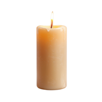 Warm White Candle with Flickering Flame on Dark Background Creating Cozy, Romantic Atmosphere for Relaxation png