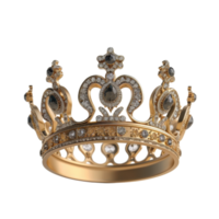 Elegant Golden Crown with Intricate Design and Shimmering Gemstones, Perfect for Royalty and Special Occasions png