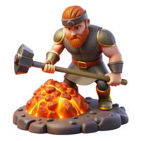dramatic minimalist A powerful cyclops, forging a mighty weapon in a fiery volcano. Art style Realism high resolution png