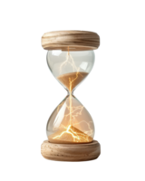 Hourglass with Sand and Lightning Bolt, Time Concept with Energy and Motion, Symbolizing Change and Transition png