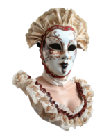 Exquisite Detailed Venetian Mask with Intricate Patterns and Elegant Ruffles Displayed on Neutral Background png