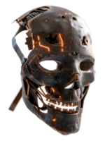 Futuristic Cybernetic Skull Mask with Luminescent Elements and Intricate Mechanical Details for Sci-Fi Themes png