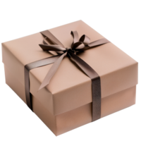 Elegant Brown Gift Box with Satin Ribbon on Isolated Background for Special Occasions and Celebrations png