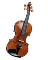 Elegant wooden violin with polished surface, intricate details, and expressive sound design on a transparent background png