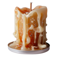 Melting Candle with Dripping Wax and Bubbles on a Silver Base for Cozy and Relaxing Atmosphere png