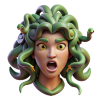 elegant traditional A fierce gorgon, with snakes for hair and a petrifying gaze. Art style Surrealism high resolution png