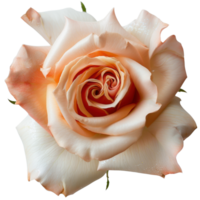 Close-up View of Soft Peach Rose Blossom with Delicate Petals and Intricate Spiral Center in Natural Light png