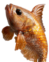 Beautiful Close-Up of a Realistic Goldfish with Vibrant Scales and Stunning Details in a Transparent Background png
