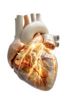 Anatomical Heart Diagram with Electric Energy Flow and Dynamic Textures in Internal Structure for Medical Illustrations png