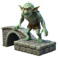 elegant modern A cunning troll, lurking beneath a stone bridge in a shadowy forest. Art style Dark Fantasy authentic png